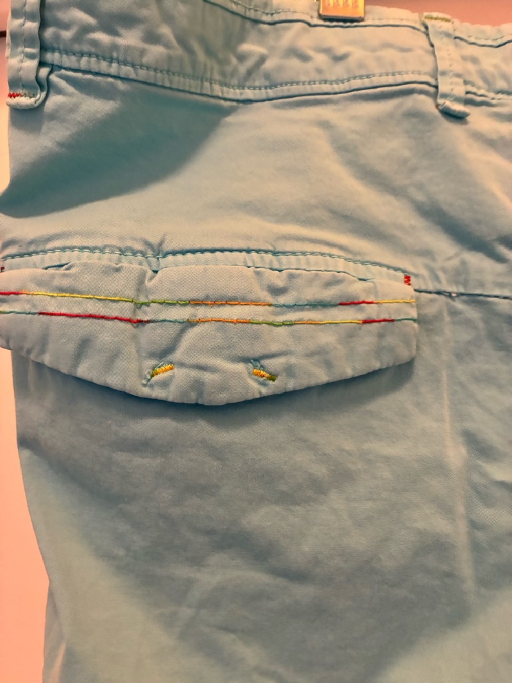 Men's Light Aqua Chino Shorts - Flat Front Casual Wear - Picture 2 of 6